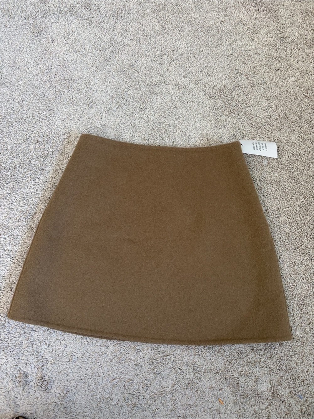 L’academie Milly Wool Blend Tan Brown A Line Mini Skirt Hidden Zipper XS Preppy